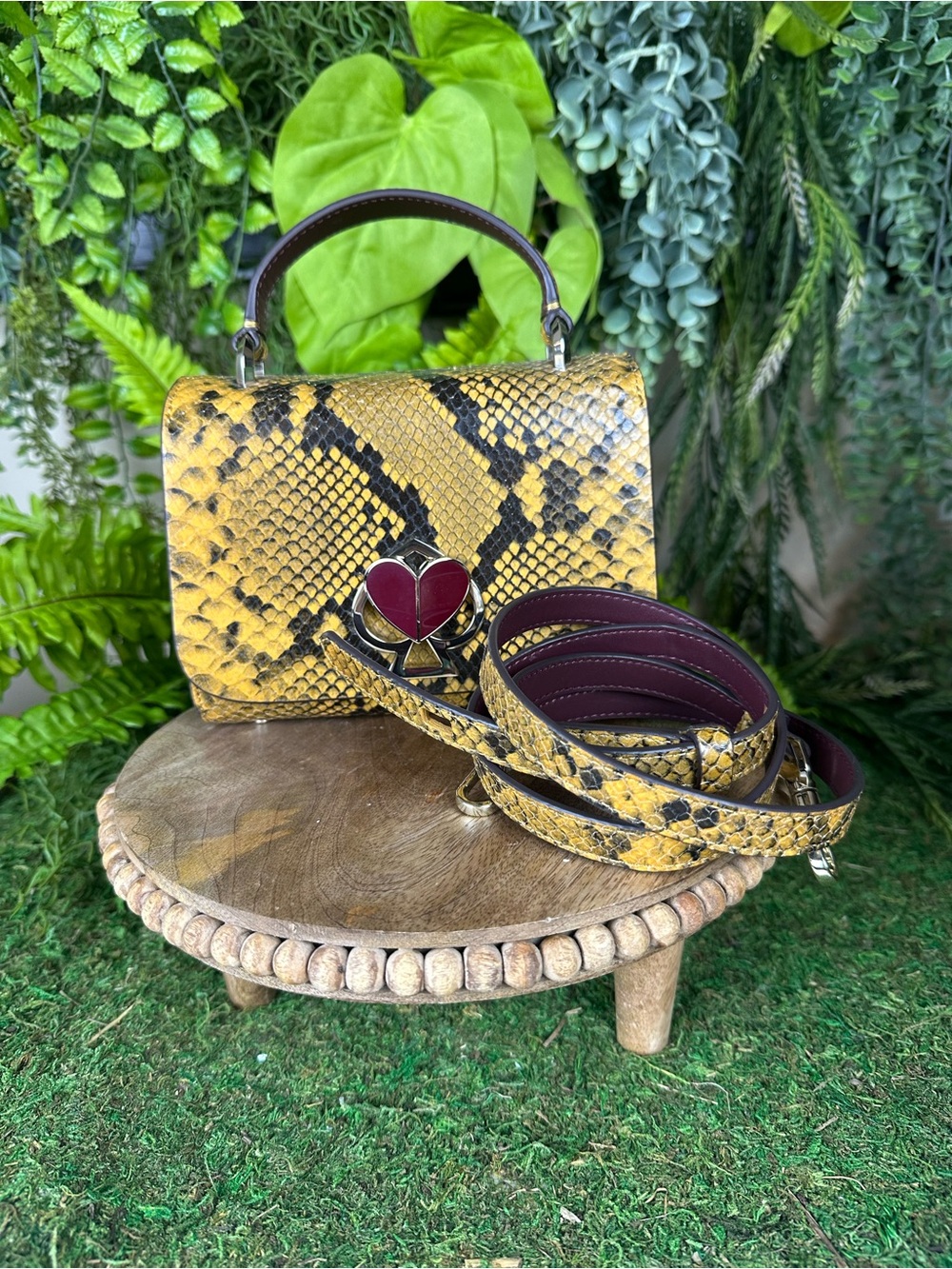 Kate Spade Nicola Twistlock Snakeskin Print Top Handle Bag with Strap